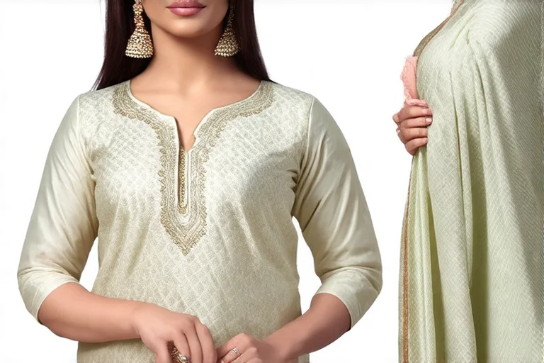 Mul Chanderi Embroidered Kurti With Bottom Dupatta Fabric